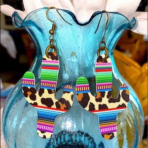 Women’s Cactus Leopard Striped Colorful Earrings